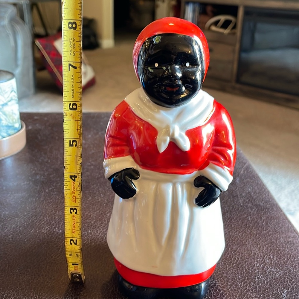 VTG Black Americana Woman ceramic Coin Bank Collectible 8”Tall